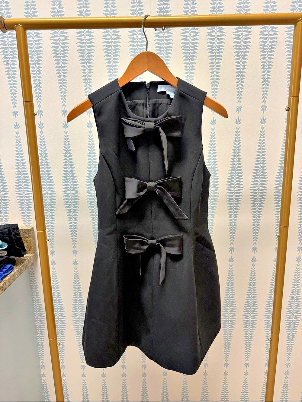 HILL HOUSE Bow Detail Mini Dress in Black Small Like New